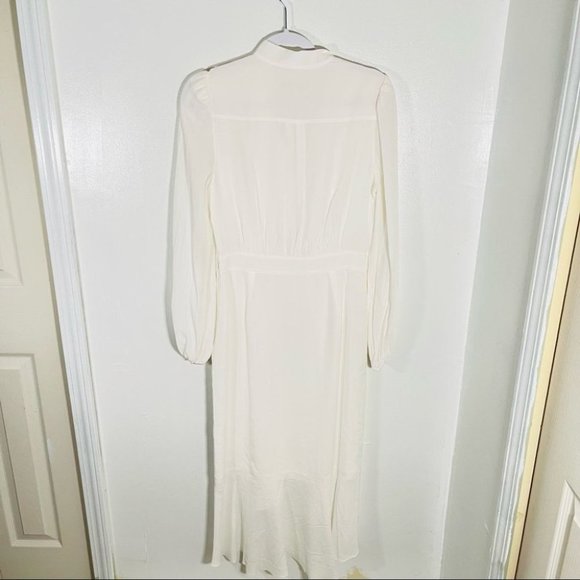 NWT Diane Von Furstenberg Agna Tie Neck Long Sleeve Midi Dress in Ivory - Picture 6 of 8